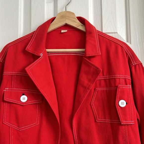 Red denim jacket - Picture 2 of 6